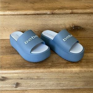 Bebe Blue Platform Slides